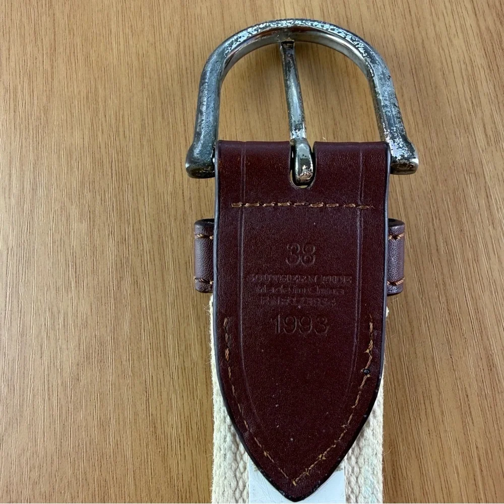 Southern Tide The Skipjack Leather Canvas Fish Logo Red Belt Men’s size 38 - Picture 3 of 15